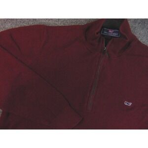 Vineyard Vines Sweater Men Med Burgundy Red Cashmere Blend Quarter Zip Pulliover